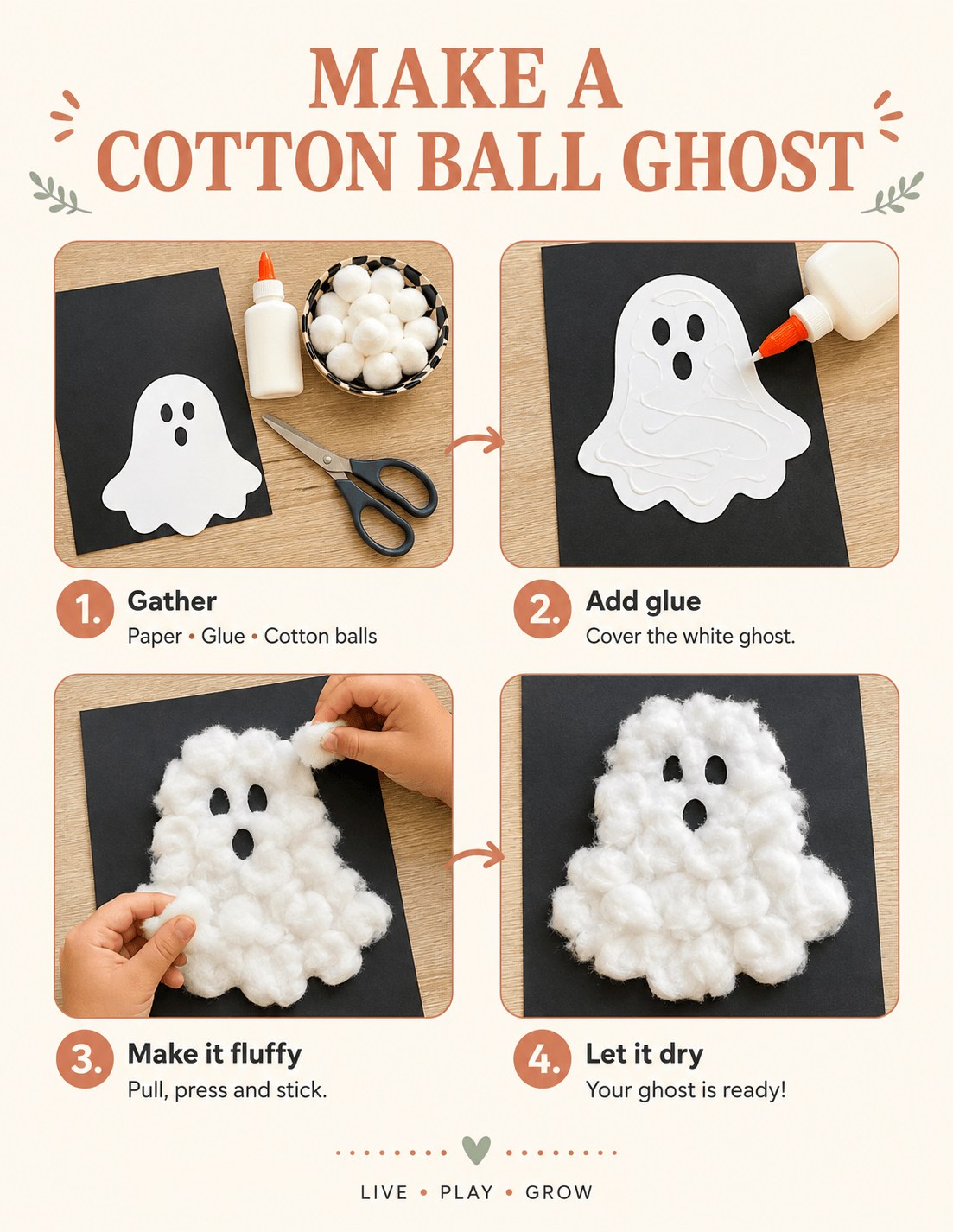 Easy Cotton Ball Ghost Craft for Kids + Free Printable