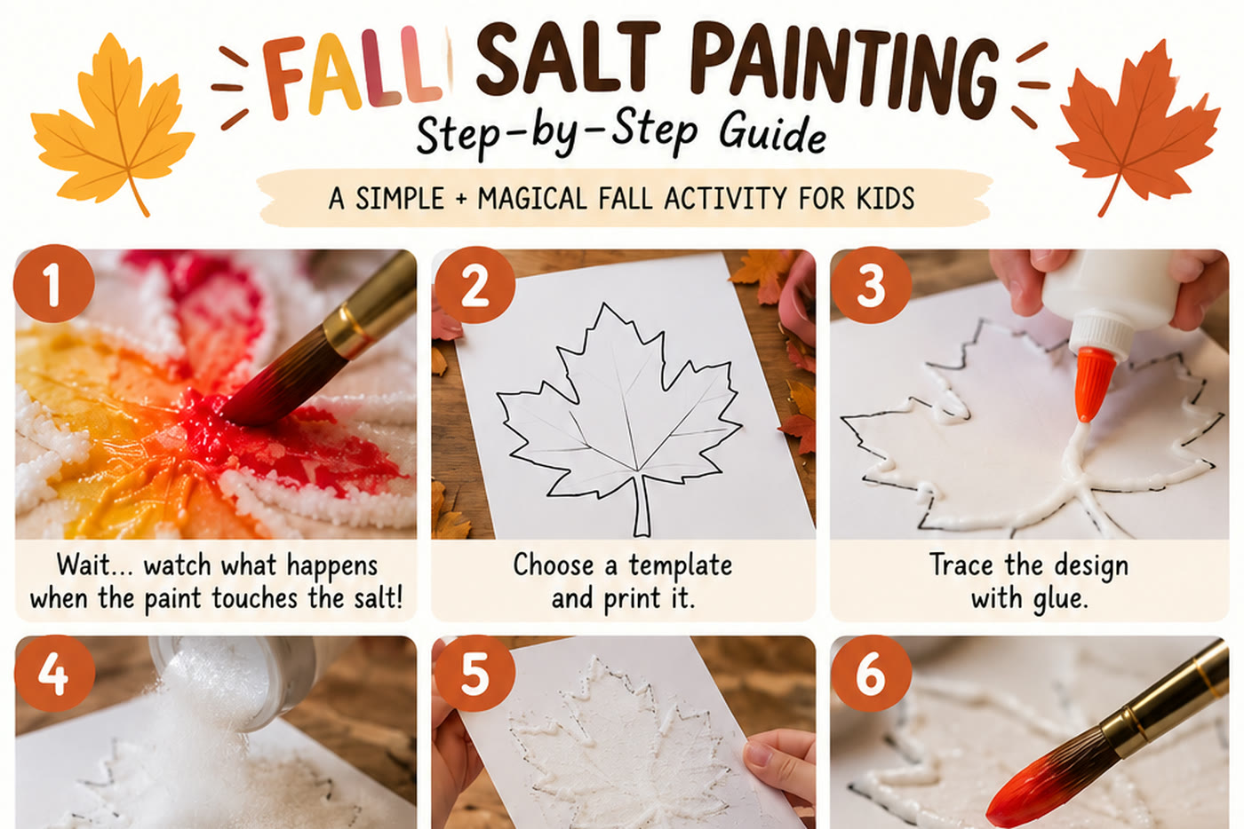 Fall Salt Painting for Kids + Free Printable Templates