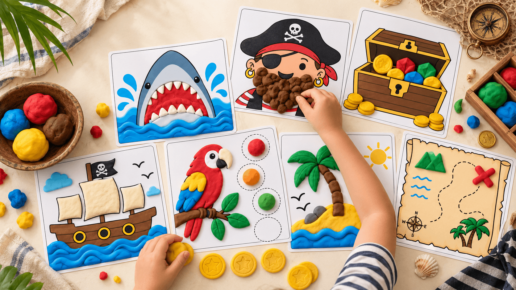 8 Pirate Play Dough Mats for Talk Like a Pirate Day